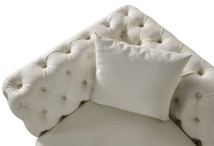 Aurora Faux Leather / Stainless Steel / Engineered Wood /Foam Contemporary Cream Faux Leather Chair - 41" W x 33" D x 28.5" H