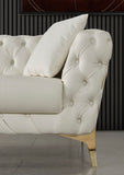 Aurora Faux Leather / Stainless Steel / Engineered Wood /Foam Contemporary Cream Faux Leather Chair - 41" W x 33" D x 28.5" H