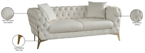 Aurora Faux Leather / Stainless Steel / Engineered Wood /Foam Contemporary Cream Faux Leather Loveseat - 74" W x 33" D x 28.5" H