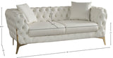 Aurora Faux Leather / Stainless Steel / Engineered Wood /Foam Contemporary Cream Faux Leather Loveseat - 74" W x 33" D x 28.5" H