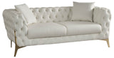 Aurora Faux Leather / Stainless Steel / Engineered Wood /Foam Contemporary Cream Faux Leather Loveseat - 74" W x 33" D x 28.5" H