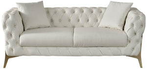 Aurora Faux Leather / Stainless Steel / Engineered Wood /Foam Contemporary Cream Faux Leather Loveseat - 74" W x 33" D x 28.5" H