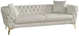 Aurora Faux Leather / Stainless Steel / Engineered Wood /Foam Contemporary Cream Faux Leather Sofa - 88" W x 33" D x 28.5" H