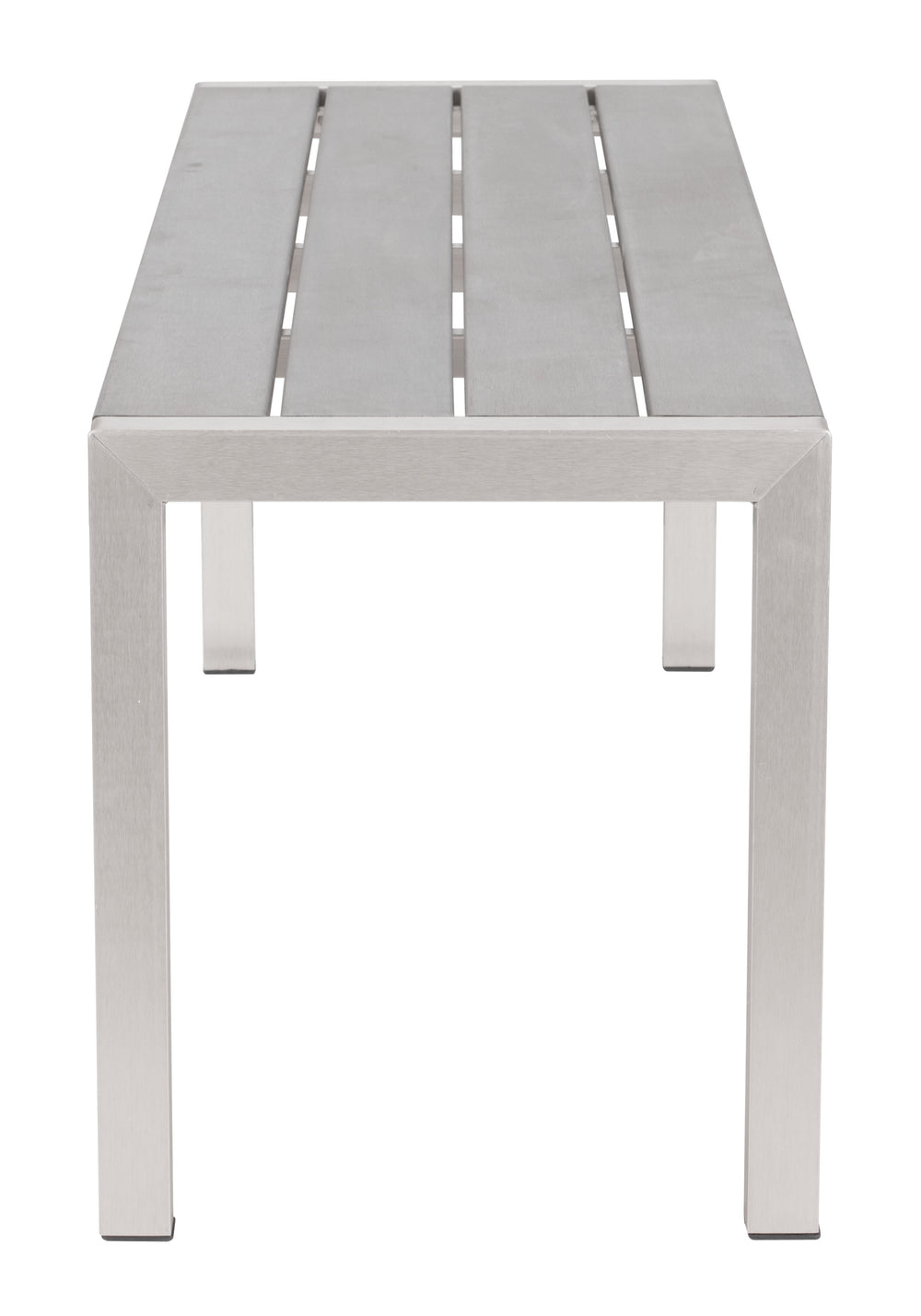Zuo Modern Metropolitan Aluminum, Polyethylene Modern Commercial Grade Double Bench Gray, Silver Aluminum, Polyethylene