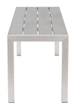 Zuo Modern Metropolitan Aluminum, Polyethylene Modern Commercial Grade Double Bench Gray, Silver Aluminum, Polyethylene