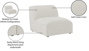 Miramar Linen Textured Fabric / Engineered Wood / Foam Contemporary Cream Durable Linen Textured Armless - 33" W x 38" D x 28.5" H