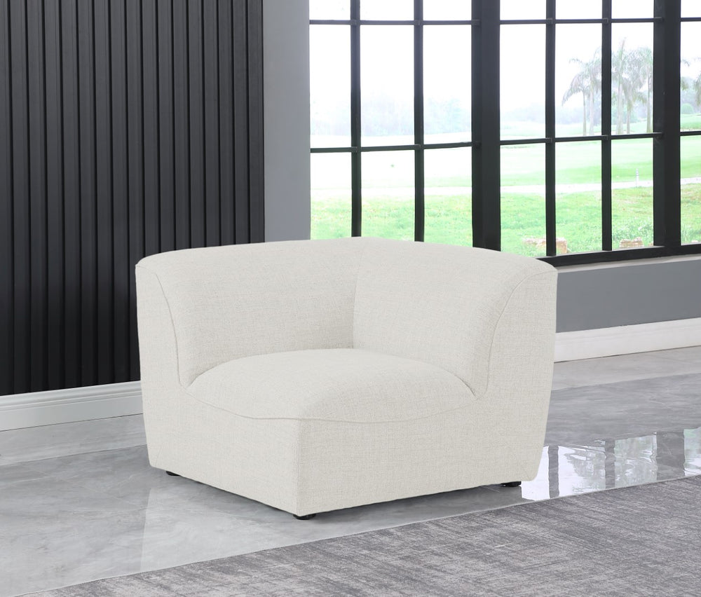 Miramar Linen Textured Fabric / Engineered Wood / Foam Contemporary Cream Durable Linen Textured Corner - 38" W x 38" D x 28.5" H