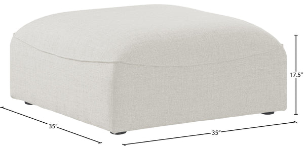 Miramar Linen Textured Fabric / Engineered Wood / Foam Contemporary Cream Durable Linen Textured Ottoman - 35" W x 35" D x 17.5" H