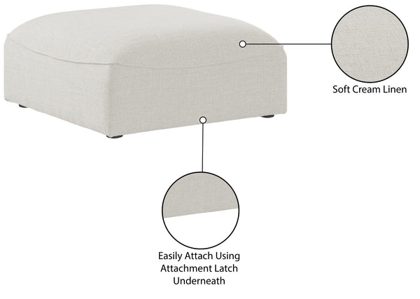 Miramar Linen Textured Fabric / Engineered Wood / Foam Contemporary Cream Durable Linen Textured Ottoman - 35" W x 35" D x 17.5" H