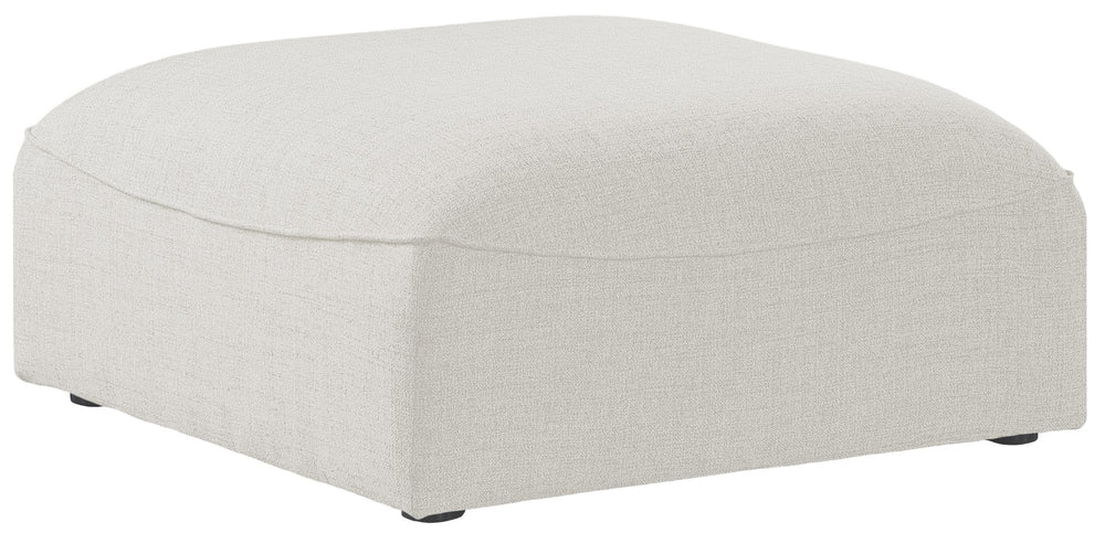Miramar Linen Textured Fabric / Engineered Wood / Foam Contemporary Cream Durable Linen Textured Ottoman - 35" W x 35" D x 17.5" H