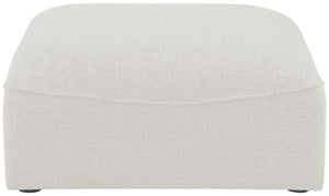 Miramar Linen Textured Fabric / Engineered Wood / Foam Contemporary Cream Durable Linen Textured Ottoman - 35" W x 35" D x 17.5" H