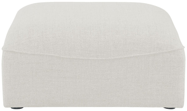 Miramar Linen Textured Fabric / Engineered Wood / Foam Contemporary Cream Durable Linen Textured Ottoman - 35" W x 35" D x 17.5" H