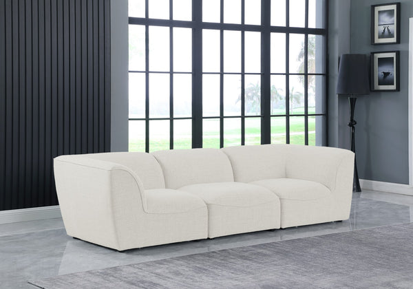 Miramar Linen Textured Fabric / Engineered Wood / Foam Contemporary Cream Durable Linen Textured Modular Sofa - 109" W x 38" D x 28.5" H