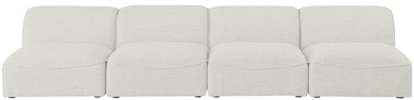 Miramar Linen Textured Fabric / Engineered Wood / Foam Contemporary Cream Durable Linen Textured Modular Sofa - 132" W x 38" D x 28.5" H
