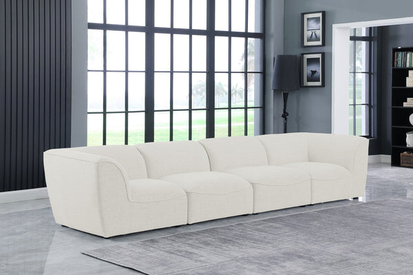 Miramar Linen Textured Fabric / Engineered Wood / Foam Contemporary Cream Durable Linen Textured Modular Sofa - 142" W x 38" D x 28.5" H