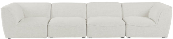 Miramar Linen Textured Fabric / Engineered Wood / Foam Contemporary Cream Durable Linen Textured Modular Sofa - 142" W x 38" D x 28.5" H