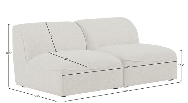 Miramar Linen Textured Fabric / Engineered Wood / Foam Contemporary Cream Durable Linen Textured Modular Sofa - 66" W x 38" D x 28.5" H