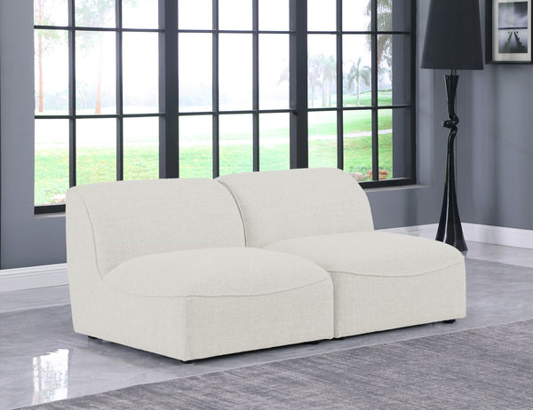 Miramar Linen Textured Fabric / Engineered Wood / Foam Contemporary Cream Durable Linen Textured Modular Sofa - 66" W x 38" D x 28.5" H