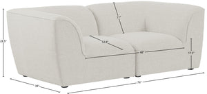 Miramar Linen Textured Fabric / Engineered Wood / Foam Contemporary Cream Durable Linen Textured Modular Sofa - 76" W x 38" D x 28.5" H