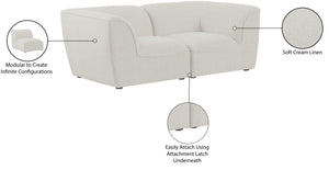 Miramar Linen Textured Fabric / Engineered Wood / Foam Contemporary Cream Durable Linen Textured Modular Sofa - 76" W x 38" D x 28.5" H