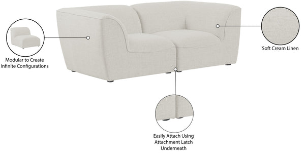 Miramar Linen Textured Fabric / Engineered Wood / Foam Contemporary Cream Durable Linen Textured Modular Sofa - 76" W x 38" D x 28.5" H