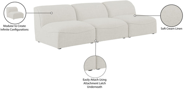 Miramar Linen Textured Fabric / Engineered Wood / Foam Contemporary Cream Durable Linen Textured Modular Sofa - 99" W x 38" D x 28.5" H