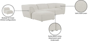 Miramar Linen Textured Fabric / Engineered Wood / Foam Contemporary Cream Durable Linen Textured Modular Sectional - 109" W x 73" D x 28.5" H