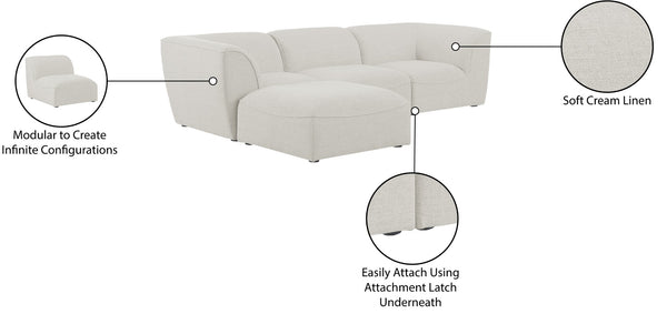 Miramar Linen Textured Fabric / Engineered Wood / Foam Contemporary Cream Durable Linen Textured Modular Sectional - 109" W x 73" D x 28.5" H