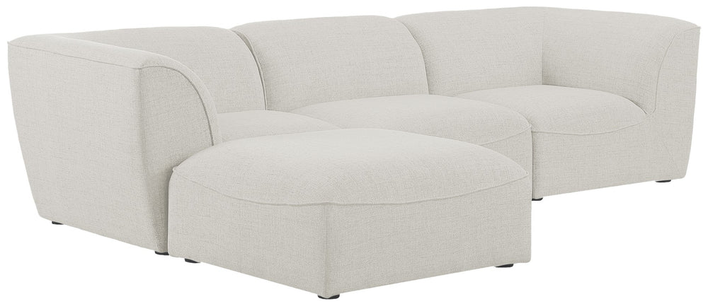 Miramar Linen Textured Fabric / Engineered Wood / Foam Contemporary Cream Durable Linen Textured Modular Sectional - 109" W x 73" D x 28.5" H