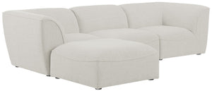 Miramar Linen Textured Fabric / Engineered Wood / Foam Contemporary Cream Durable Linen Textured Modular Sectional - 109" W x 73" D x 28.5" H