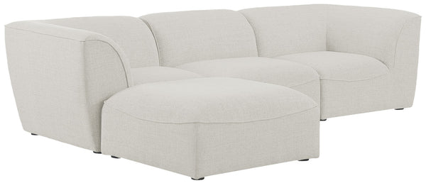 Miramar Linen Textured Fabric / Engineered Wood / Foam Contemporary Cream Durable Linen Textured Modular Sectional - 109" W x 73" D x 28.5" H