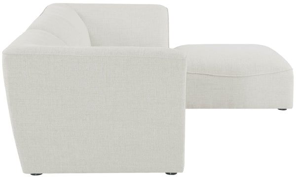 Miramar Linen Textured Fabric / Engineered Wood / Foam Contemporary Cream Durable Linen Textured Modular Sectional - 109" W x 73" D x 28.5" H