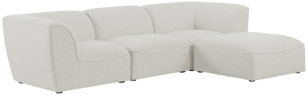 Miramar Linen Textured Fabric / Engineered Wood / Foam Contemporary Cream Durable Linen Textured Modular Sectional - 109" W x 73" D x 28.5" H