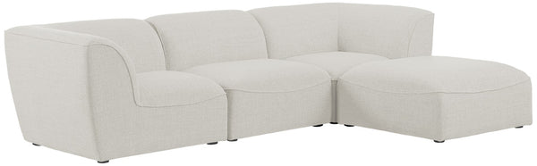 Miramar Linen Textured Fabric / Engineered Wood / Foam Contemporary Cream Durable Linen Textured Modular Sectional - 109" W x 73" D x 28.5" H