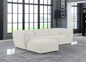 Miramar Linen Textured Fabric / Engineered Wood / Foam Contemporary Cream Durable Linen Textured Modular Sectional - 109" W x 73" D x 28.5" H