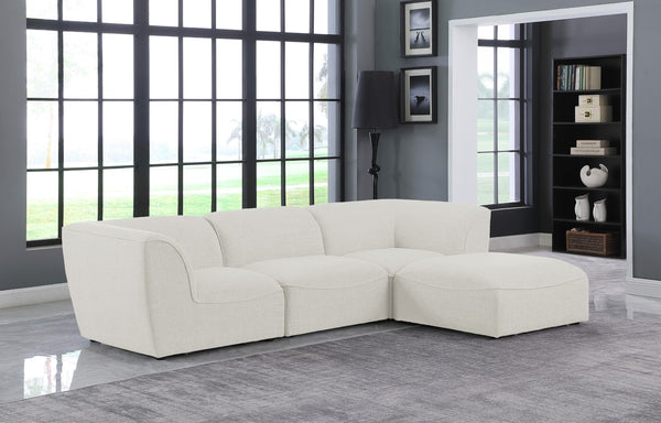 Miramar Linen Textured Fabric / Engineered Wood / Foam Contemporary Cream Durable Linen Textured Modular Sectional - 109" W x 73" D x 28.5" H