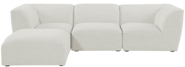 Miramar Linen Textured Fabric / Engineered Wood / Foam Contemporary Cream Durable Linen Textured Modular Sectional - 109" W x 73" D x 28.5" H