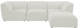 Miramar Linen Textured Fabric / Engineered Wood / Foam Contemporary Cream Durable Linen Textured Modular Sectional - 109" W x 73" D x 28.5" H