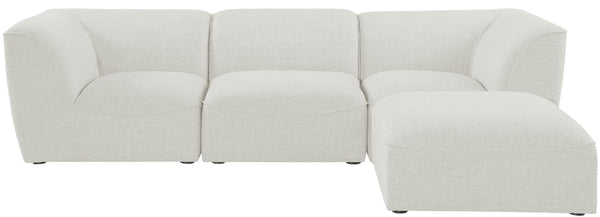 Miramar Linen Textured Fabric / Engineered Wood / Foam Contemporary Cream Durable Linen Textured Modular Sectional - 109" W x 73" D x 28.5" H