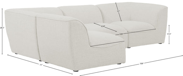 Miramar Linen Textured Fabric / Engineered Wood / Foam Contemporary Cream Durable Linen Textured Modular Sectional - 109" W x 71" D x 28.5" H