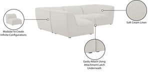 Miramar Linen Textured Fabric / Engineered Wood / Foam Contemporary Cream Durable Linen Textured Modular Sectional - 109" W x 71" D x 28.5" H