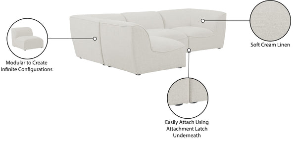 Miramar Linen Textured Fabric / Engineered Wood / Foam Contemporary Cream Durable Linen Textured Modular Sectional - 109" W x 71" D x 28.5" H