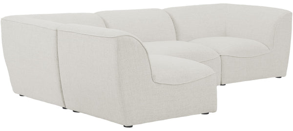 Miramar Linen Textured Fabric / Engineered Wood / Foam Contemporary Cream Durable Linen Textured Modular Sectional - 109" W x 71" D x 28.5" H