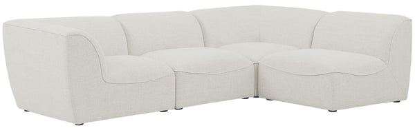 Miramar Linen Textured Fabric / Engineered Wood / Foam Contemporary Cream Durable Linen Textured Modular Sectional - 109" W x 71" D x 28.5" H