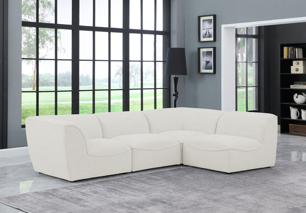 Miramar Linen Textured Fabric / Engineered Wood / Foam Contemporary Cream Durable Linen Textured Modular Sectional - 109" W x 71" D x 28.5" H