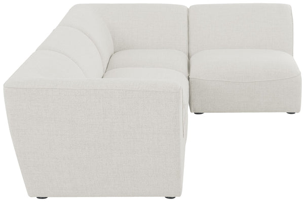 Miramar Linen Textured Fabric / Engineered Wood / Foam Contemporary Cream Durable Linen Textured Modular Sectional - 109" W x 71" D x 28.5" H