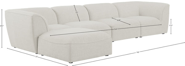 Miramar Linen Textured Fabric / Engineered Wood / Foam Contemporary Cream Durable Linen Textured Modular Sectional - 142" W x 73" D x 28.5" H