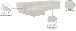 Miramar Linen Textured Fabric / Engineered Wood / Foam Contemporary Cream Durable Linen Textured Modular Sectional - 142" W x 73" D x 28.5" H