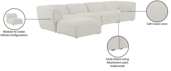 Miramar Linen Textured Fabric / Engineered Wood / Foam Contemporary Cream Durable Linen Textured Modular Sectional - 142" W x 73" D x 28.5" H