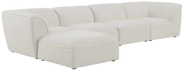 Miramar Linen Textured Fabric / Engineered Wood / Foam Contemporary Cream Durable Linen Textured Modular Sectional - 142" W x 73" D x 28.5" H